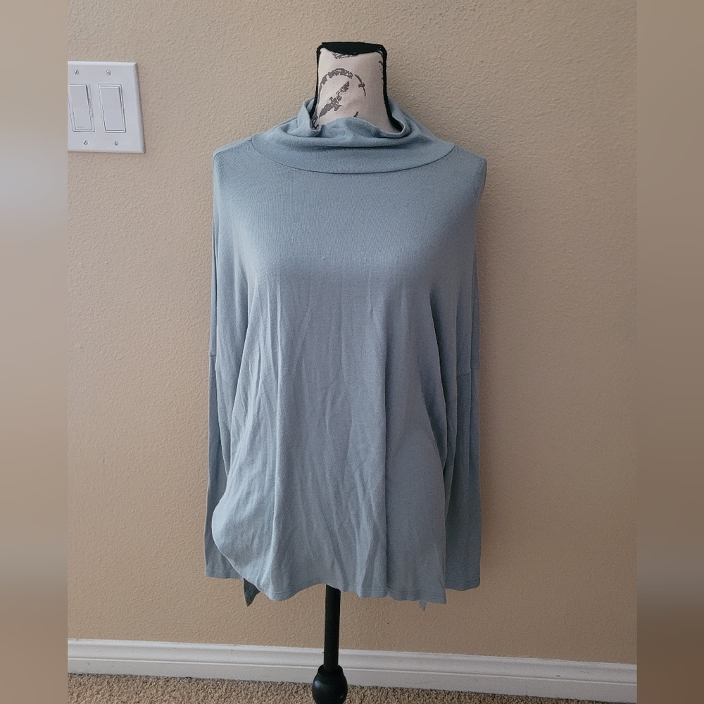 Lucky Brand Soft Blue Cowl Neck Top